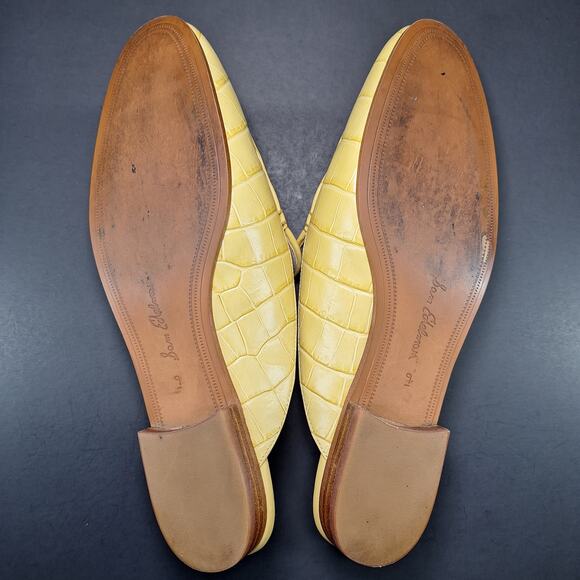 Sam Edelman Laurna Pastel Yellow Crocodile Leather Mule Flats Loafers Women's 9M - Picture 12 of 14